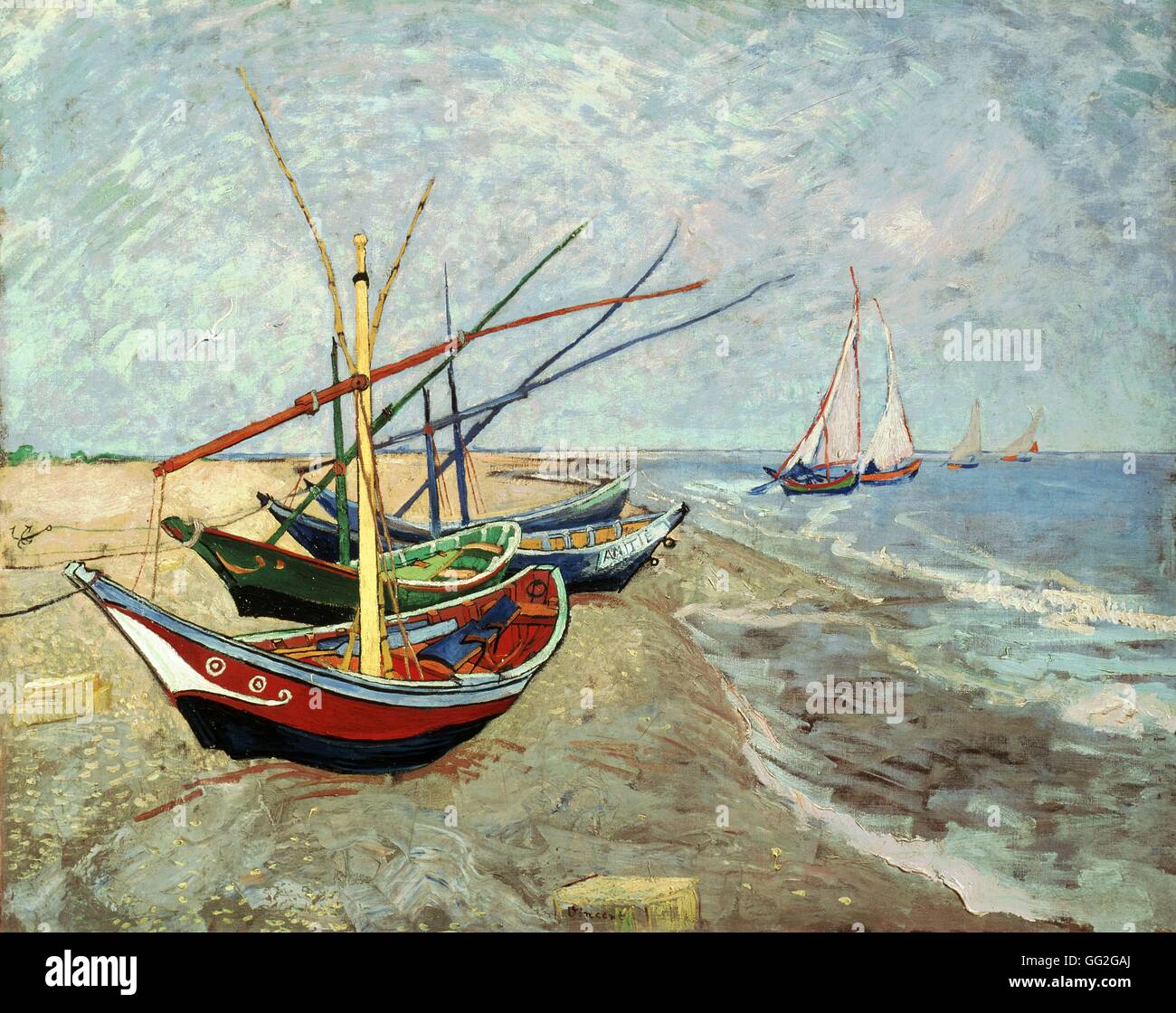 Vincent van Gogh scuola olandese barche di pescatori sulla spiaggia di Les Saintes-Maries-de-la-Mer Giugno 1888 olio su tela (65 x 81,5 cm) di Amsterdam, il museo di Van Gogh Foto Stock