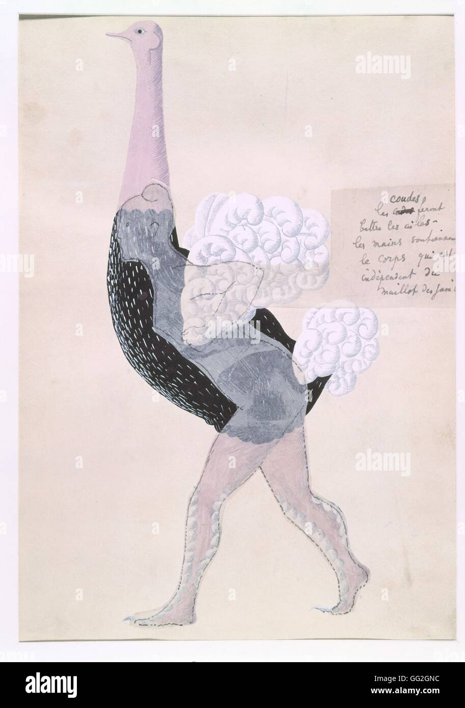 Jean Hugo scuola francese Costume per 'Les Mariés de la Tour Eiffel", scritto da Jean Cocteau: lo struzzo 1894 Foto Stock