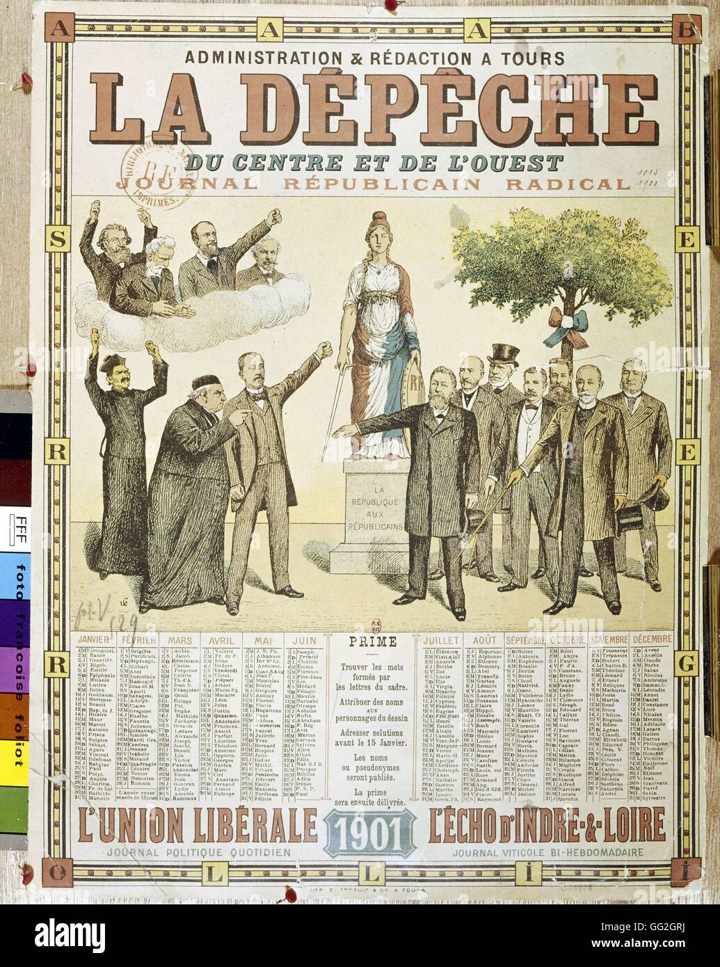 Pagina anteriore di La Dépêche, radicale giornale repubblicano. Francese, 1901. Collezione privata Foto Stock