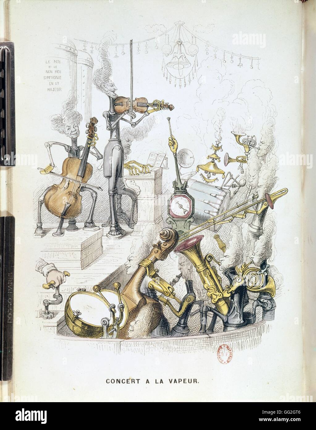 Jean-Jacques Grandville scuola francese di Steam concerto : interpretariato 'Le moi et le non-moi", symphonie en ut majeur. Xix secolo litografia Foto Stock