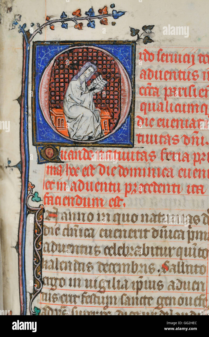 Chierico leggere 'in Ecclesia parisiensis' breviario per Parigi, folio 66 inizi del XIV secolo pergamena manoscritta Foto Stock