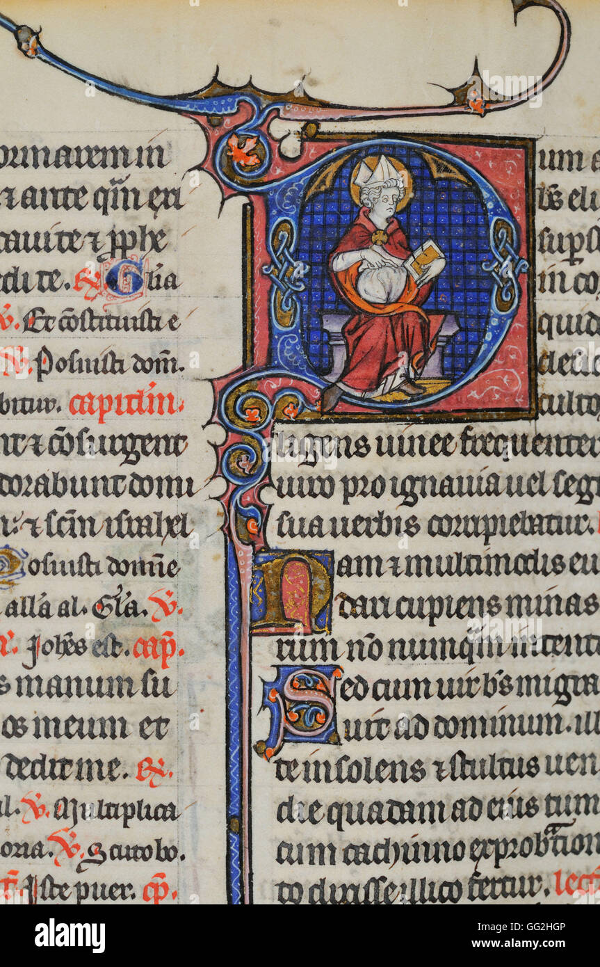 Il Creatore (Dio Padre) Breviario per Parigi, folio 341 inizi del XIV secolo pergamena manoscritta Foto Stock