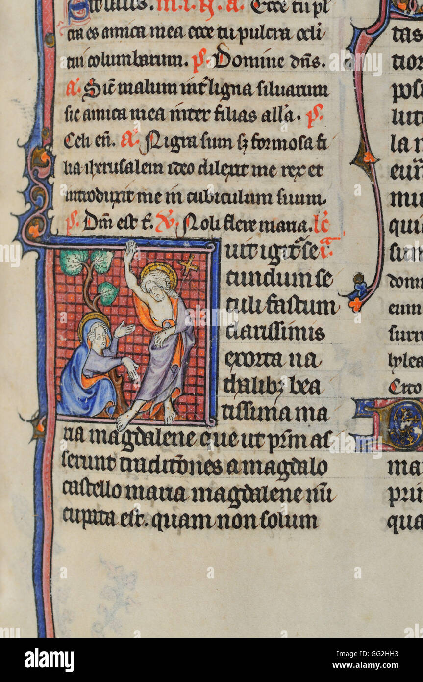 Noli me tangere breviario per Parigi, folio 356 inizi del XIV secolo pergamena manoscritta Foto Stock