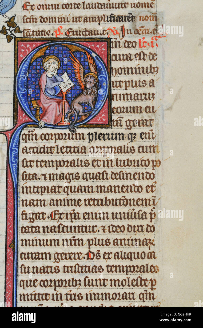 San Marco breviario per Parigi, folio 400 inizi del XIV secolo pergamena manoscritta Foto Stock