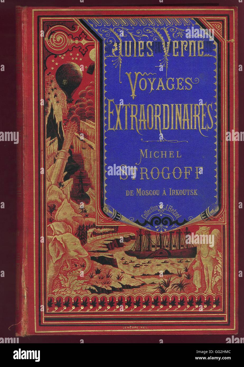 Couverture novel scritta in occasione della visita dello Zar Alessandro II a Parigi. Les Voyages Extraordinaires, Jules Verne Edizioni Hetzel Foto Stock
