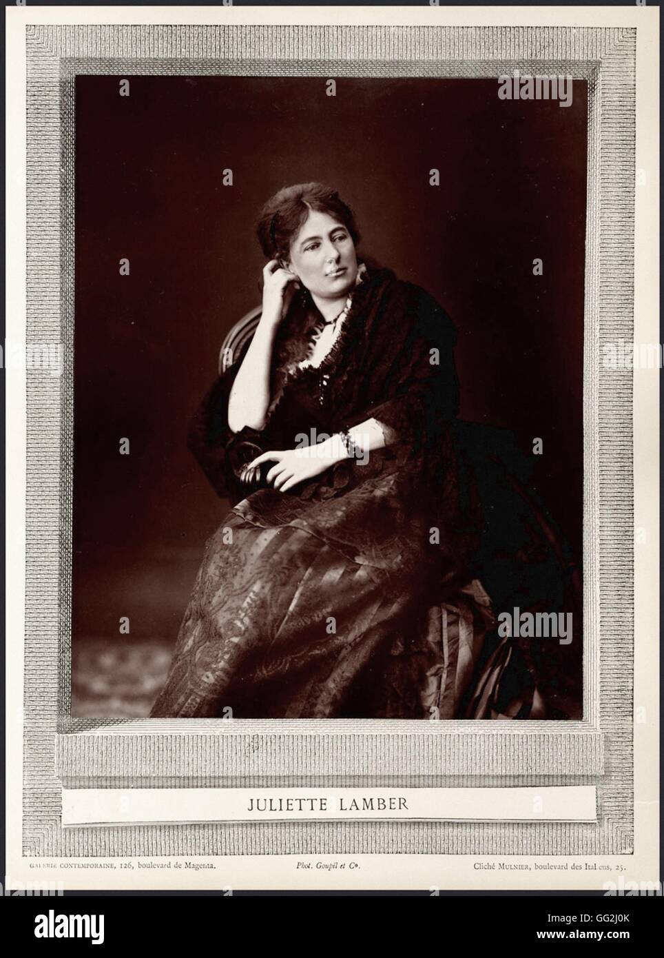 Ritratto di Juliette Lamber (1836-1936), scrittore francese e femminista Foto di Ferdinand Mulnier Foto Stock