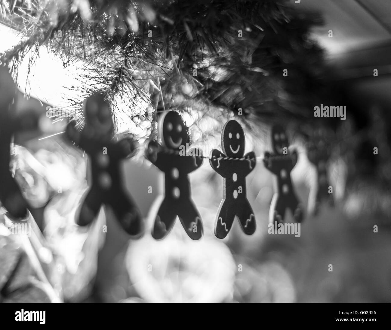Mercatino di Natale bancarelle in Manchester, panpepato di uomini in una riga Foto Stock