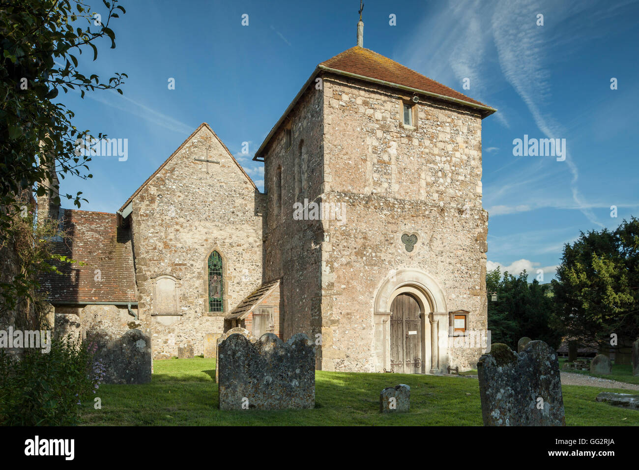 Serata estiva la chiesa di Saint Mary a Sullington Village West Sussex, in Inghilterra. Foto Stock