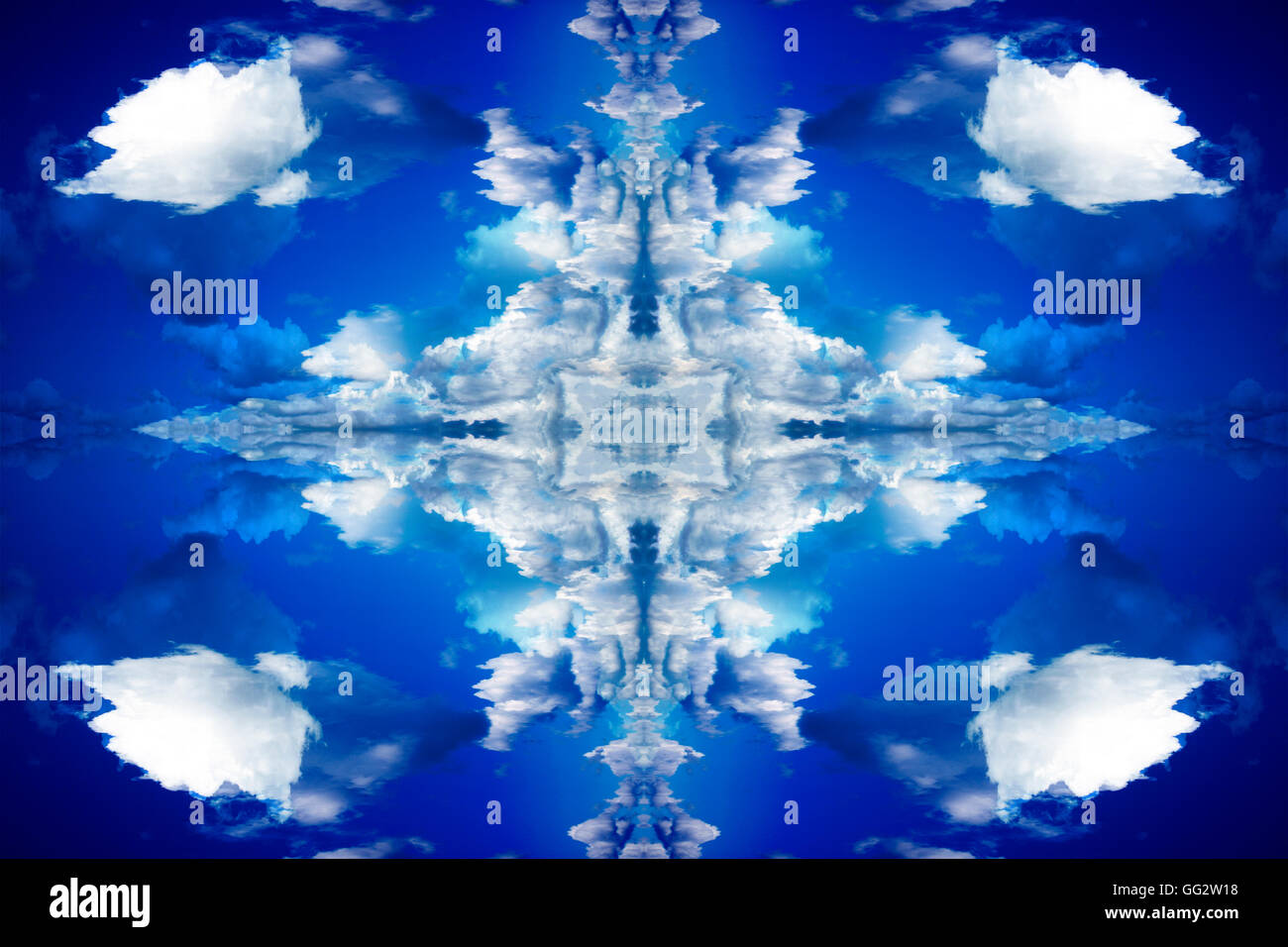 Laureato blu nubi riflessi sullo sfondo Foto Stock