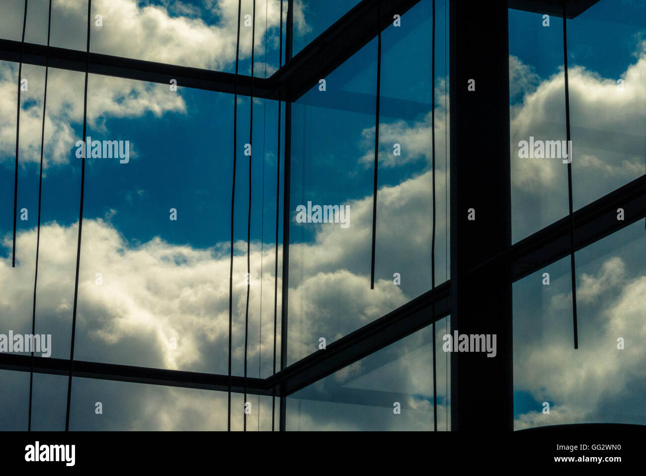 Parete di tamponamento finestre del ristorante Copenhagen,Danimarca Foto Stock