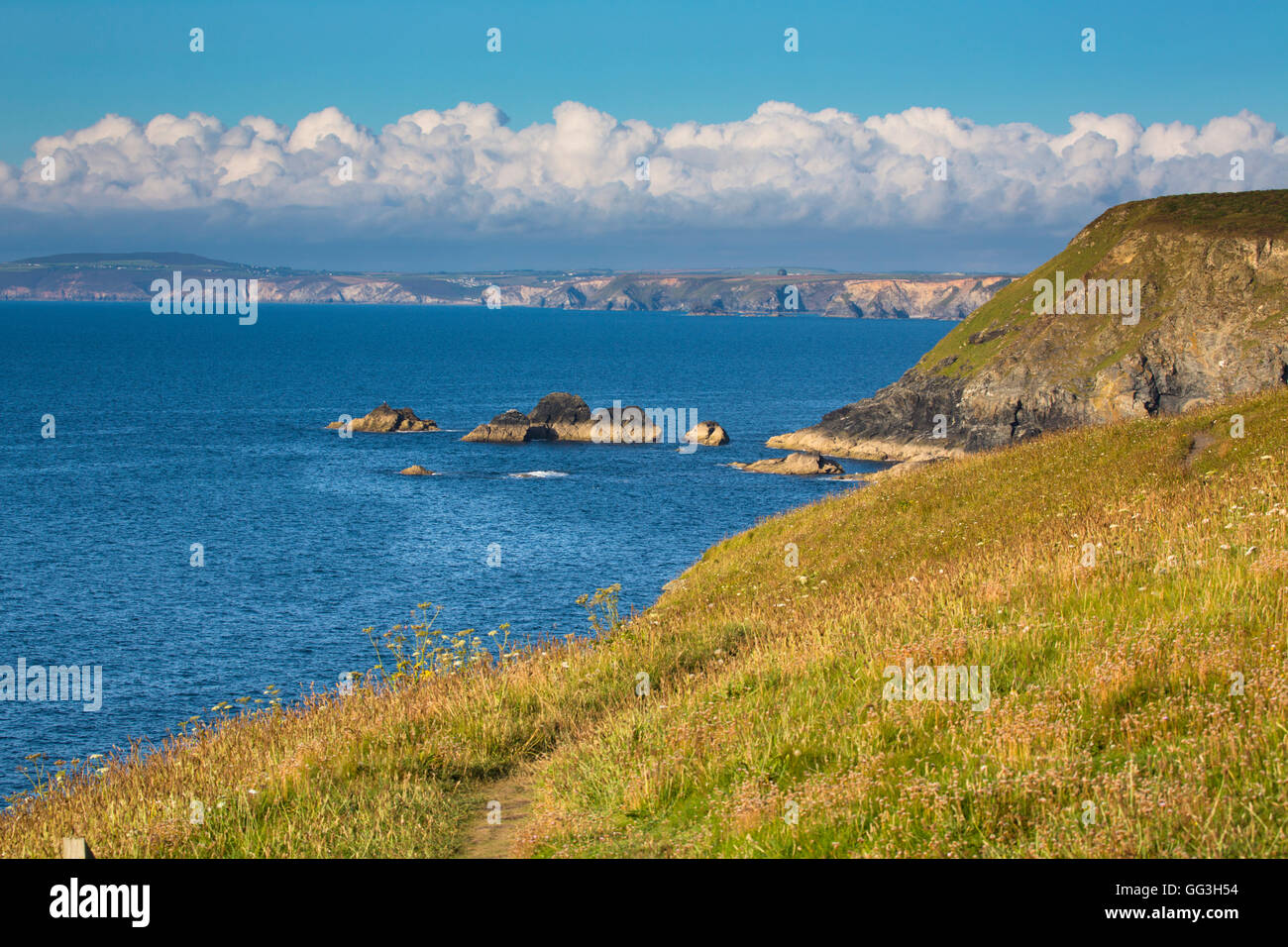 Guardando verso Sant Agnese da Godrevy; Cornovaglia; Regno Unito Foto Stock