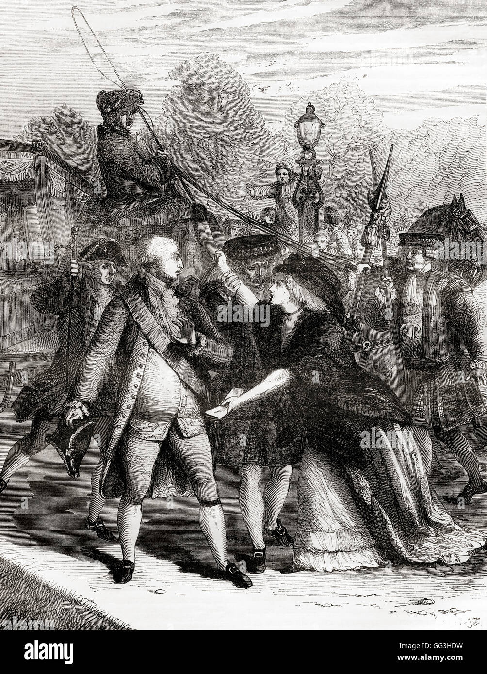 Il tentativo di assassinio del re George III nel 1786 da Margaret Nicholson (c. 1750 - 1828). Foto Stock