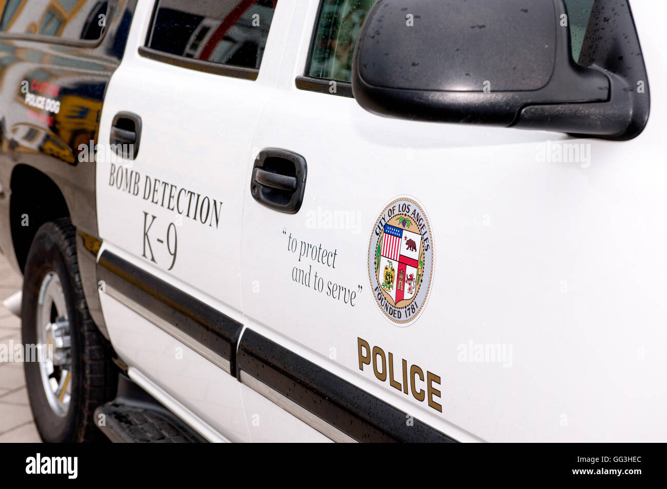 American automobile della polizia con le parole di rivelazione bomba K-9 Foto Stock