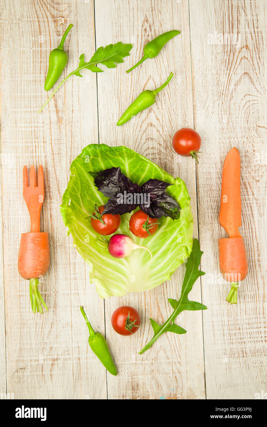 Set di verdure fresche per una dieta sana Foto Stock