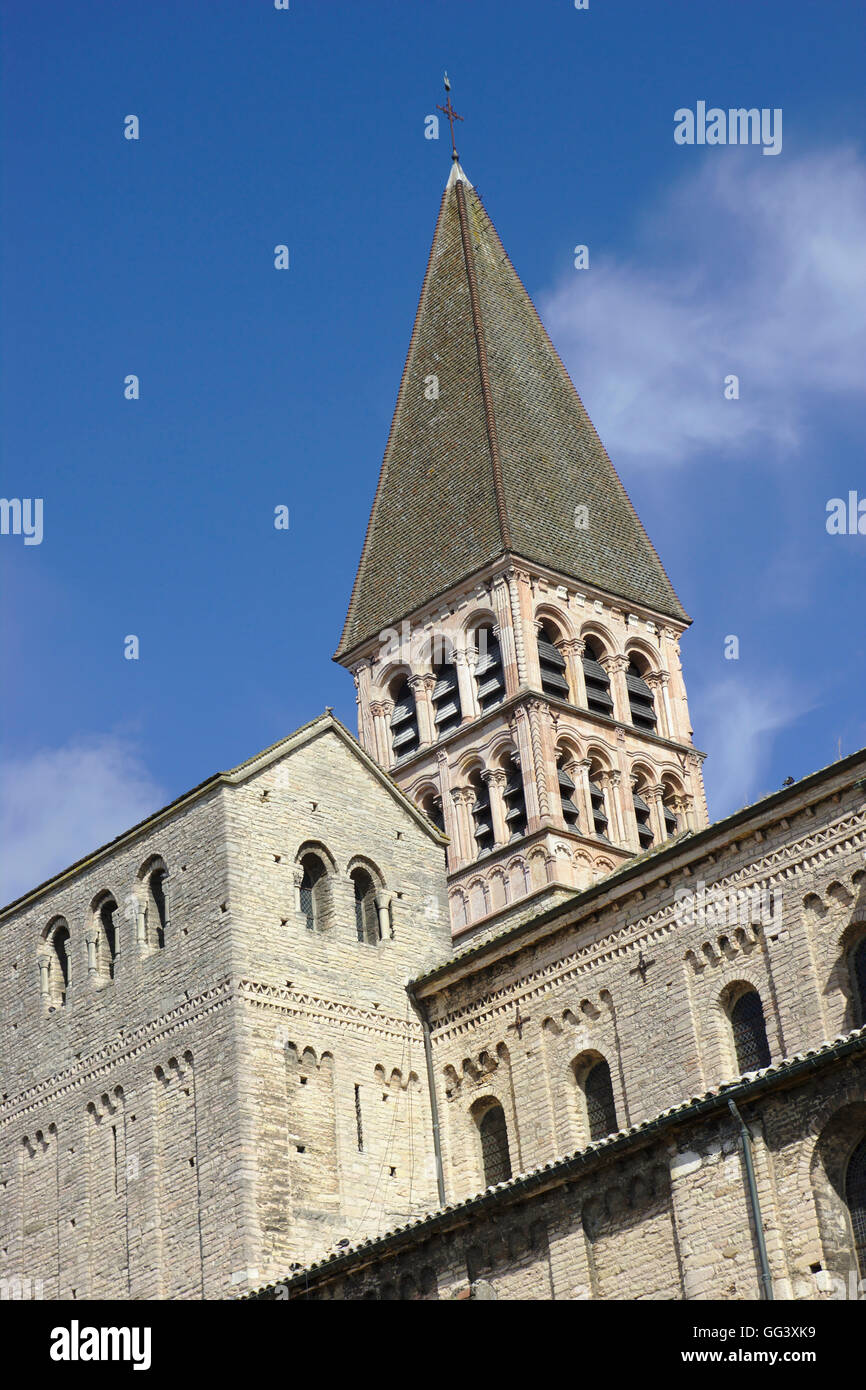 Tournus, chiesa di Saint Philibert. Saône-et-Loire, Francia Foto Stock