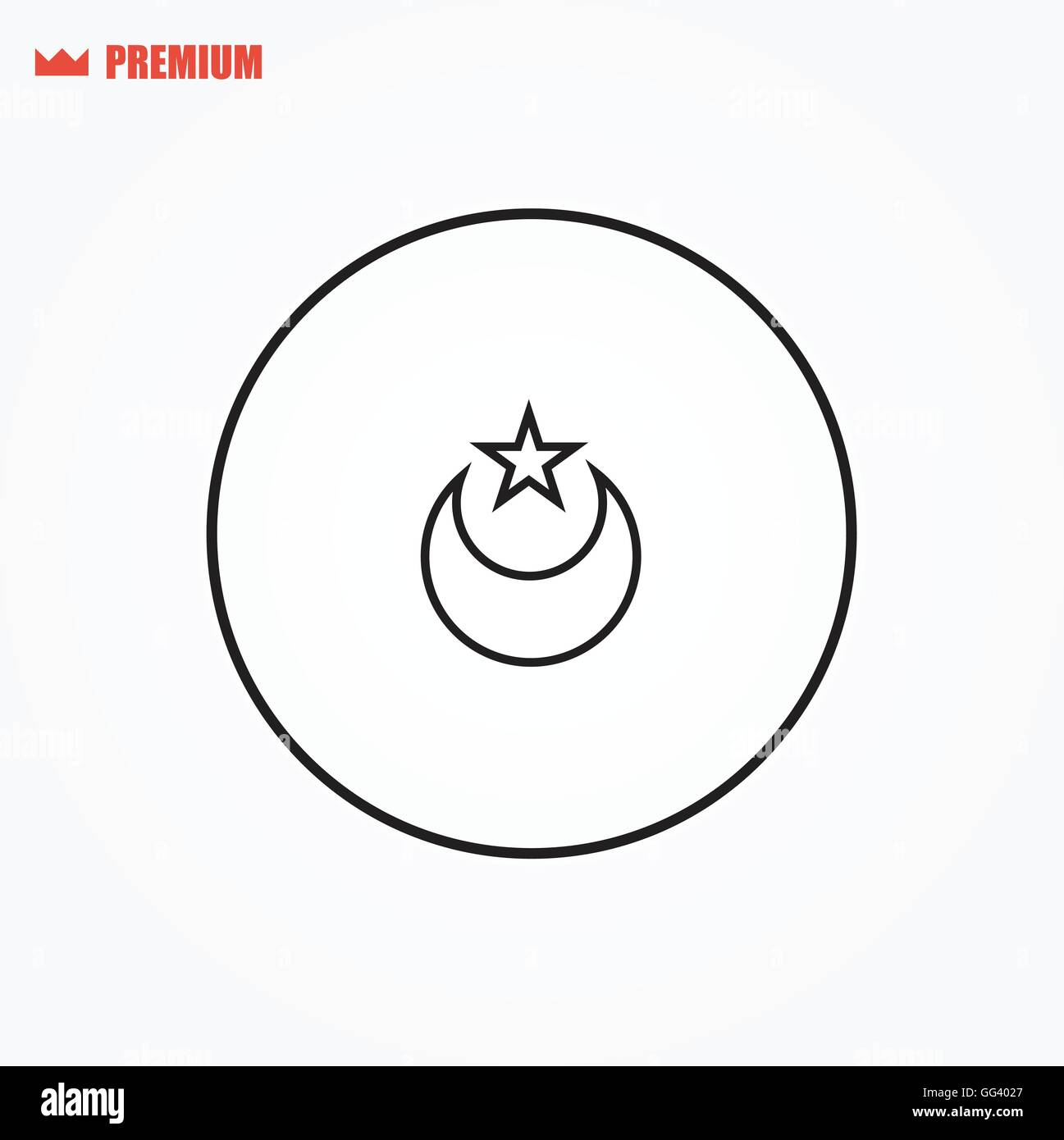 Mezzaluna e stella icona vettore Illustrazione Vettoriale