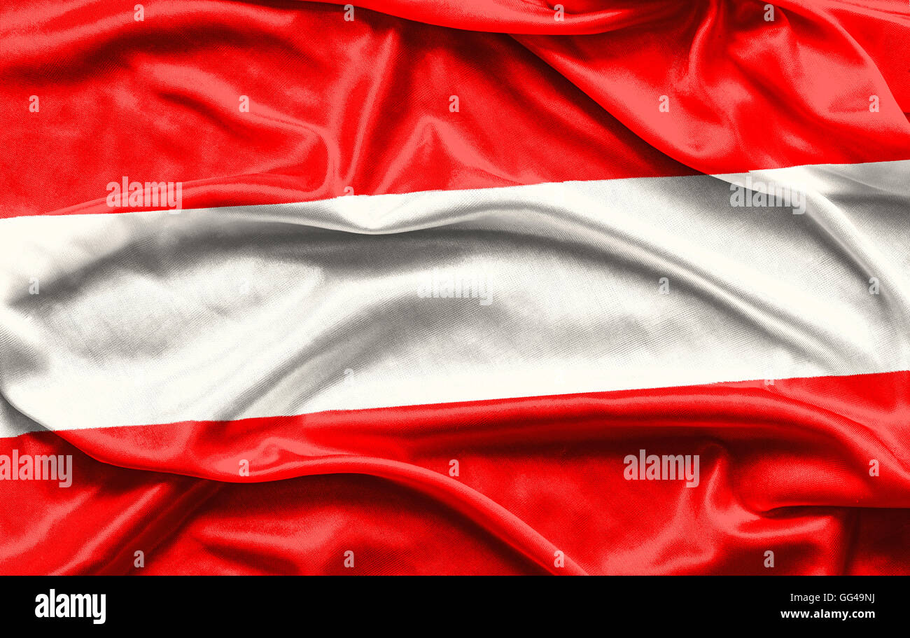 Immagine ravvicinata di bandiera ondulata Austria Foto Stock