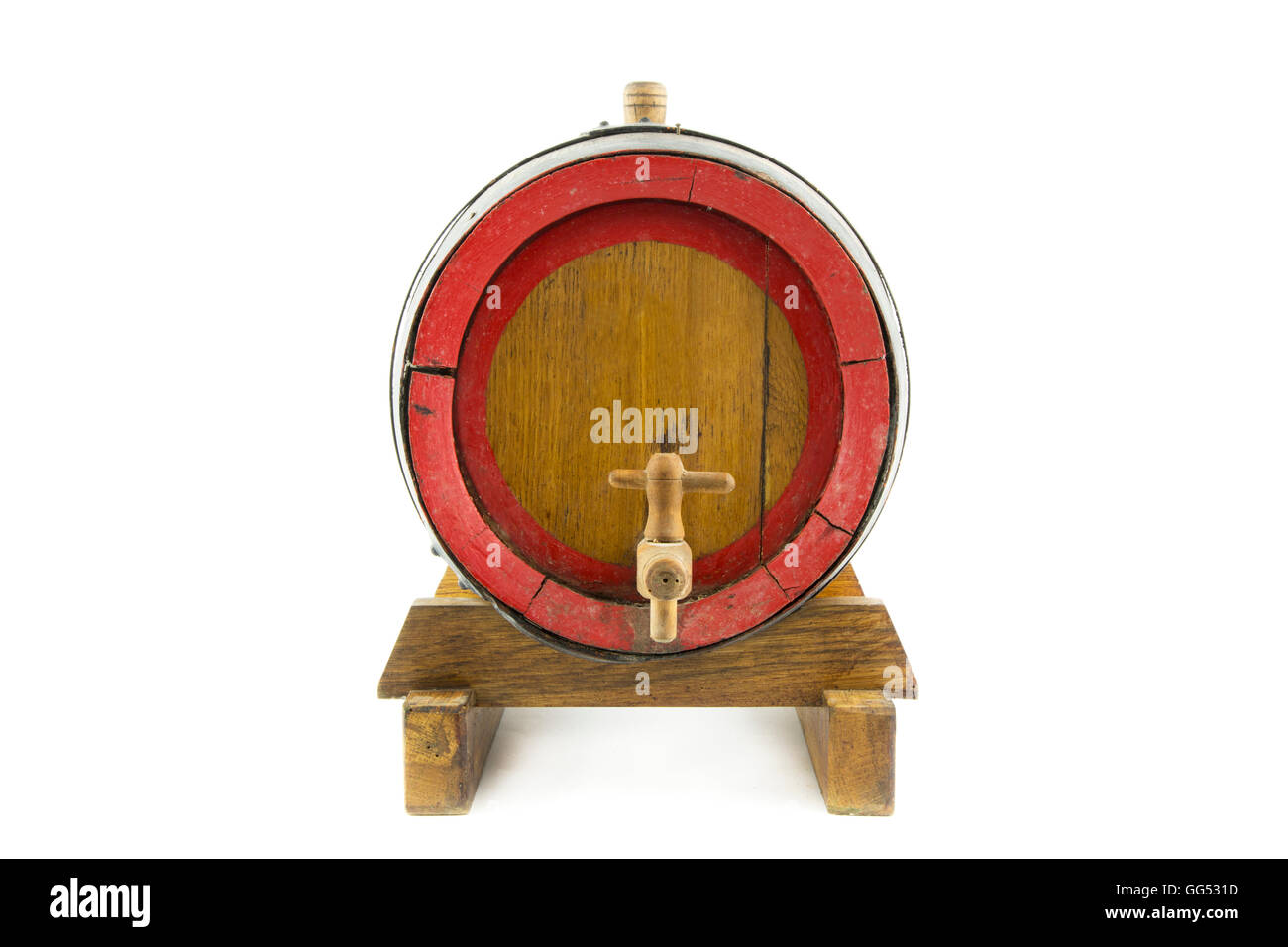 Isolato su withe ritratto della vecchia Barile di legno Foto Stock