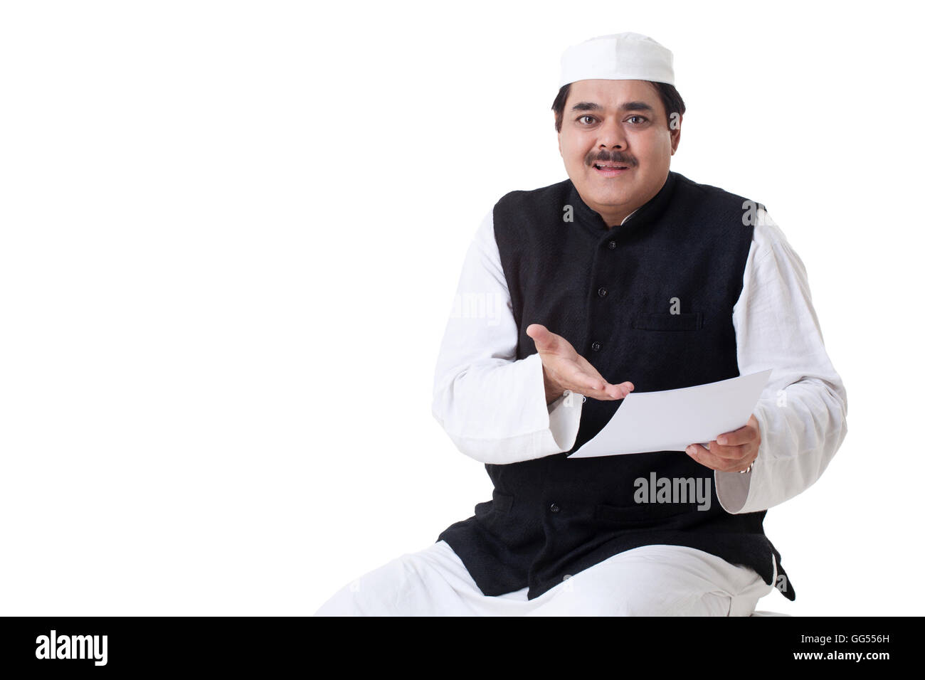 Ritratto di uomo politico maturo azienda documento Foto Stock