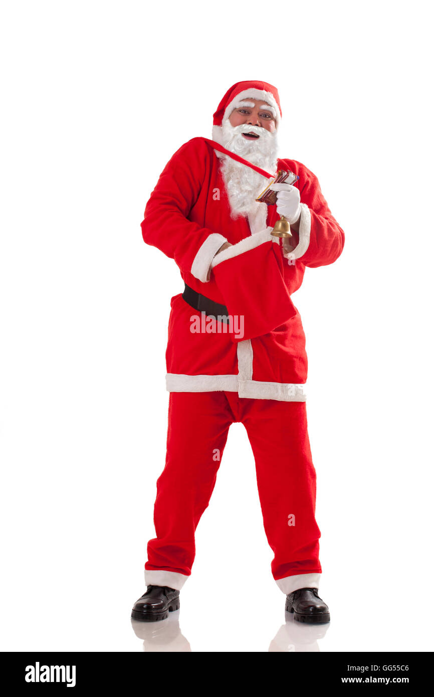 Vista frontale di Santa Claus rimozione qualcosa dal sacco Foto Stock