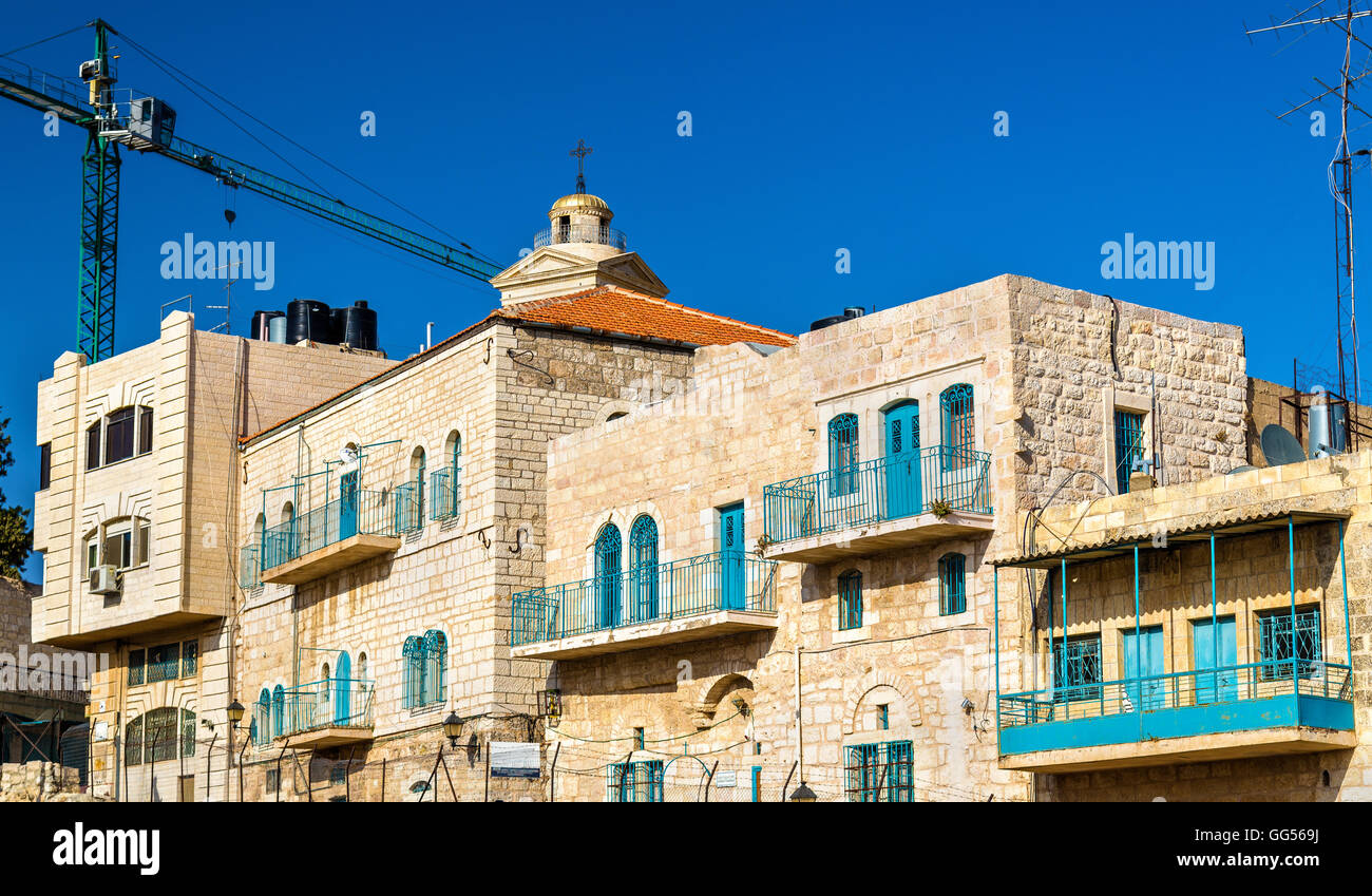 Edifici nel centro della città di Betlemme Foto Stock