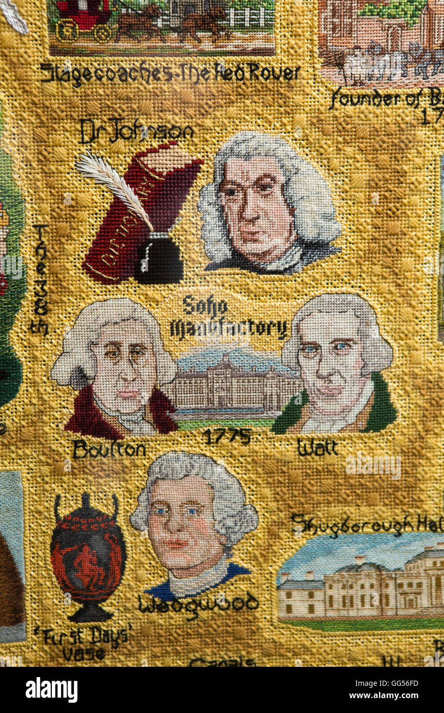 Regno Unito, Inghilterra, Staffordshire, Lichfield, St Mary Heritage Centre, Sylvia Everitt, Lunar Society membri arazzo Foto Stock