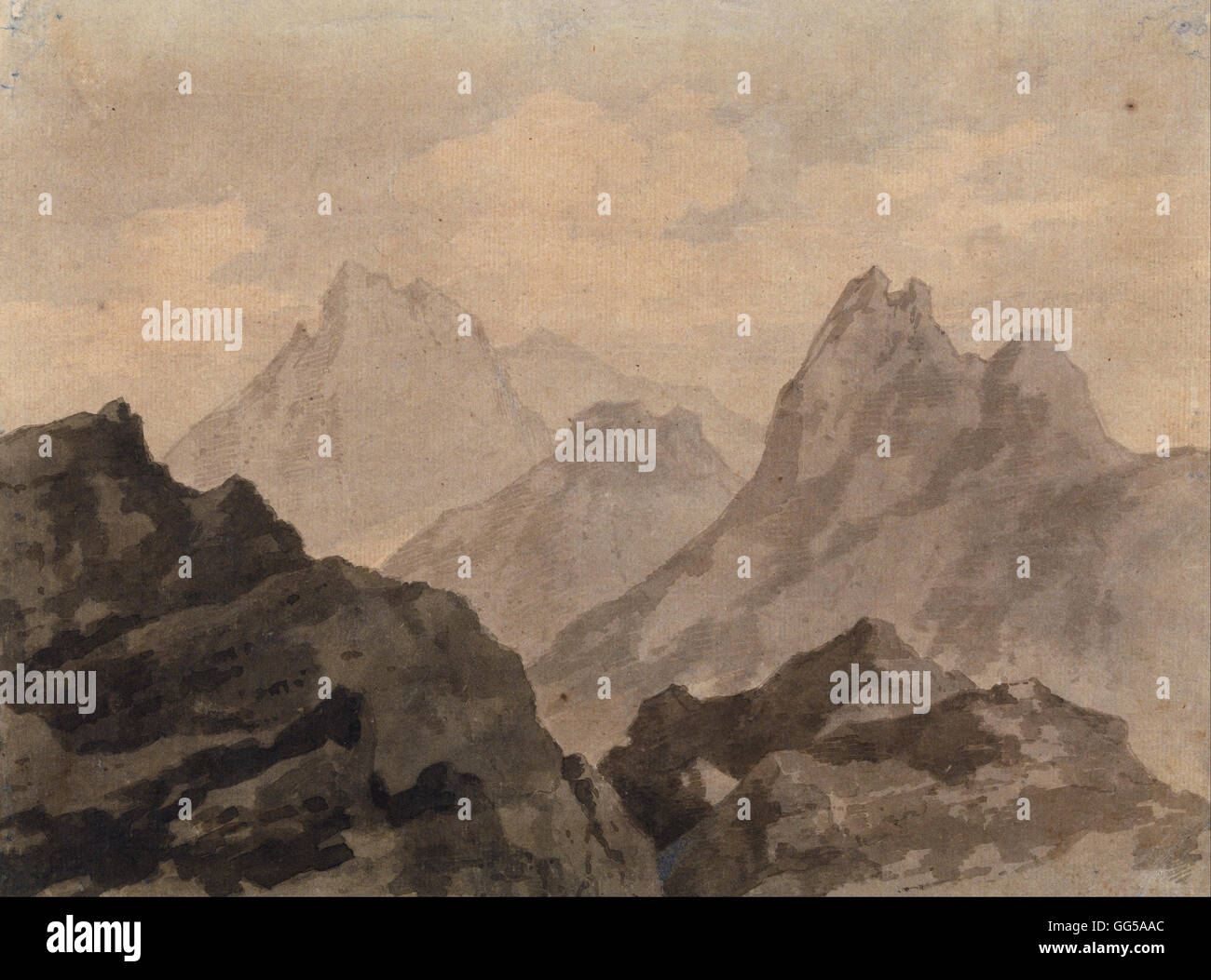 Alexander Cozens - Cime (una montagna di studio) Foto Stock