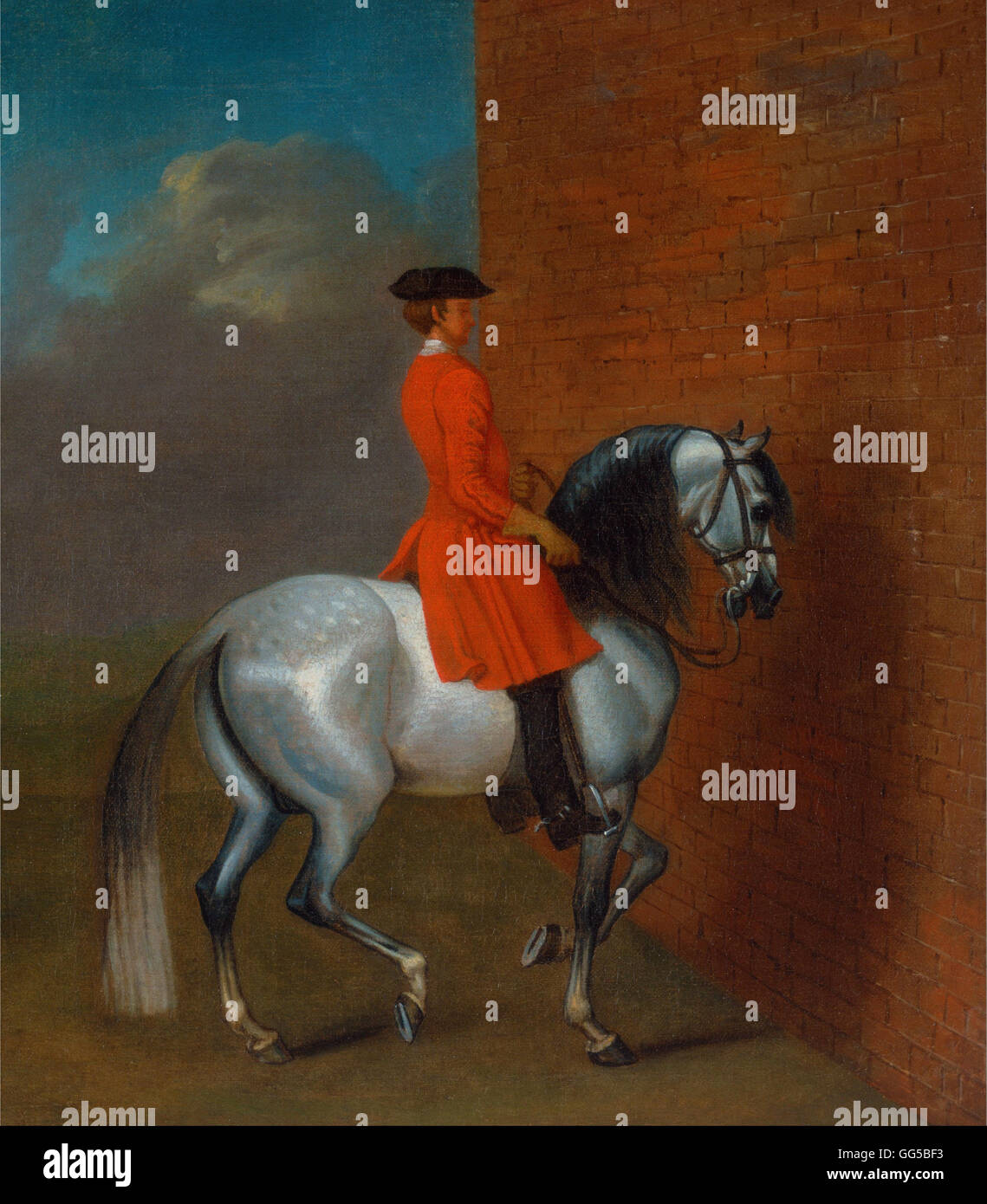 Un esercizio di Haute Ecole- il passaggio a sinistra lungo una parete, dopo Vanderbank Foto Stock