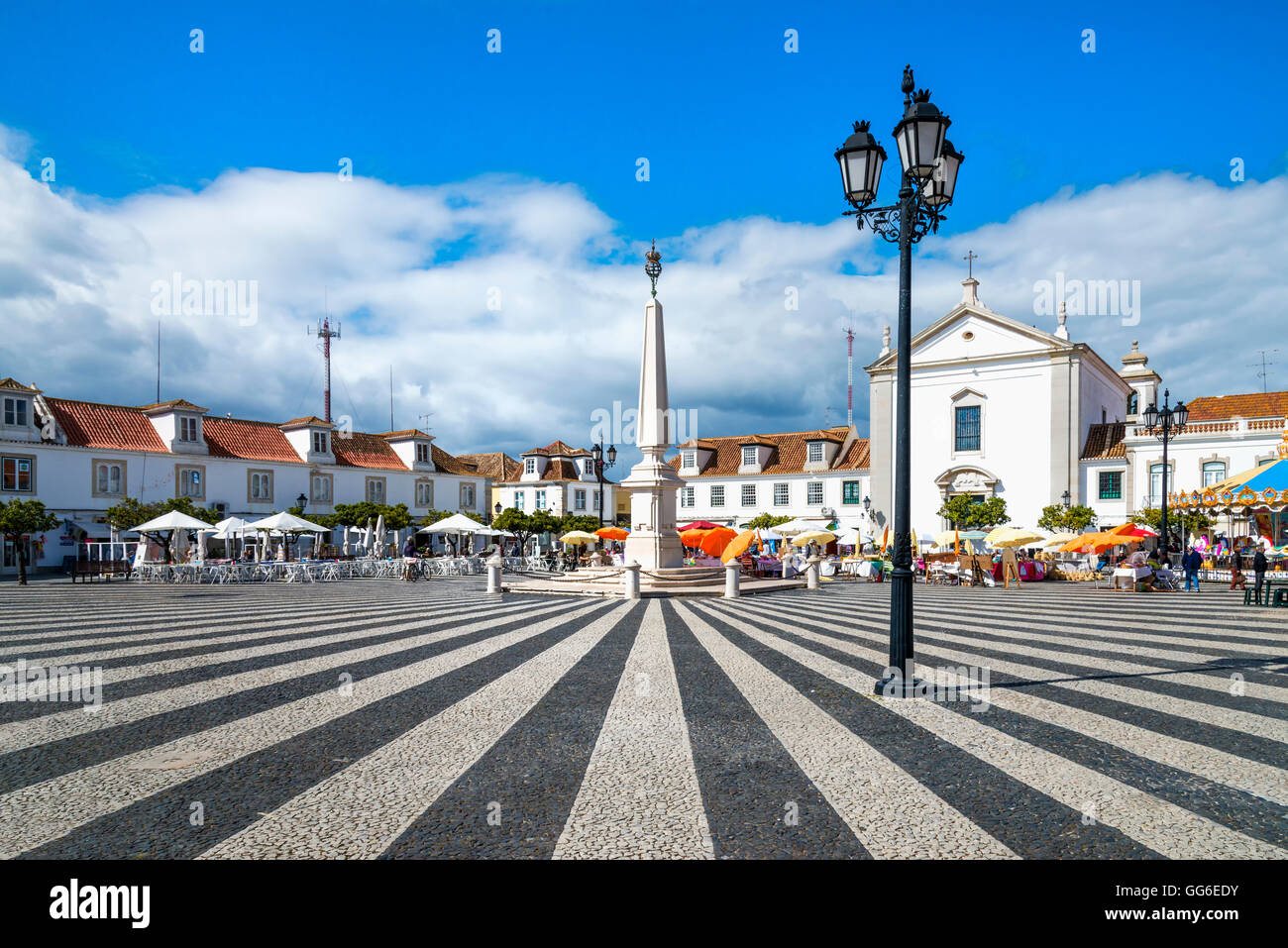 Marquis de Pombal plaza, Vila Real de Santo Antonio, Algarve, Portogallo, Europa Foto Stock