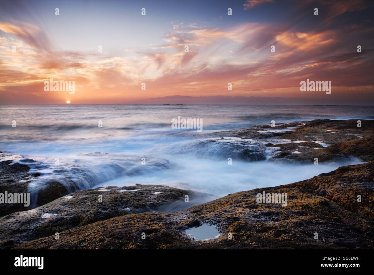 Tramonto, riva occidentale di Tenerife nelle Isole Canarie, Spagna, Atlantico, Europa Foto Stock