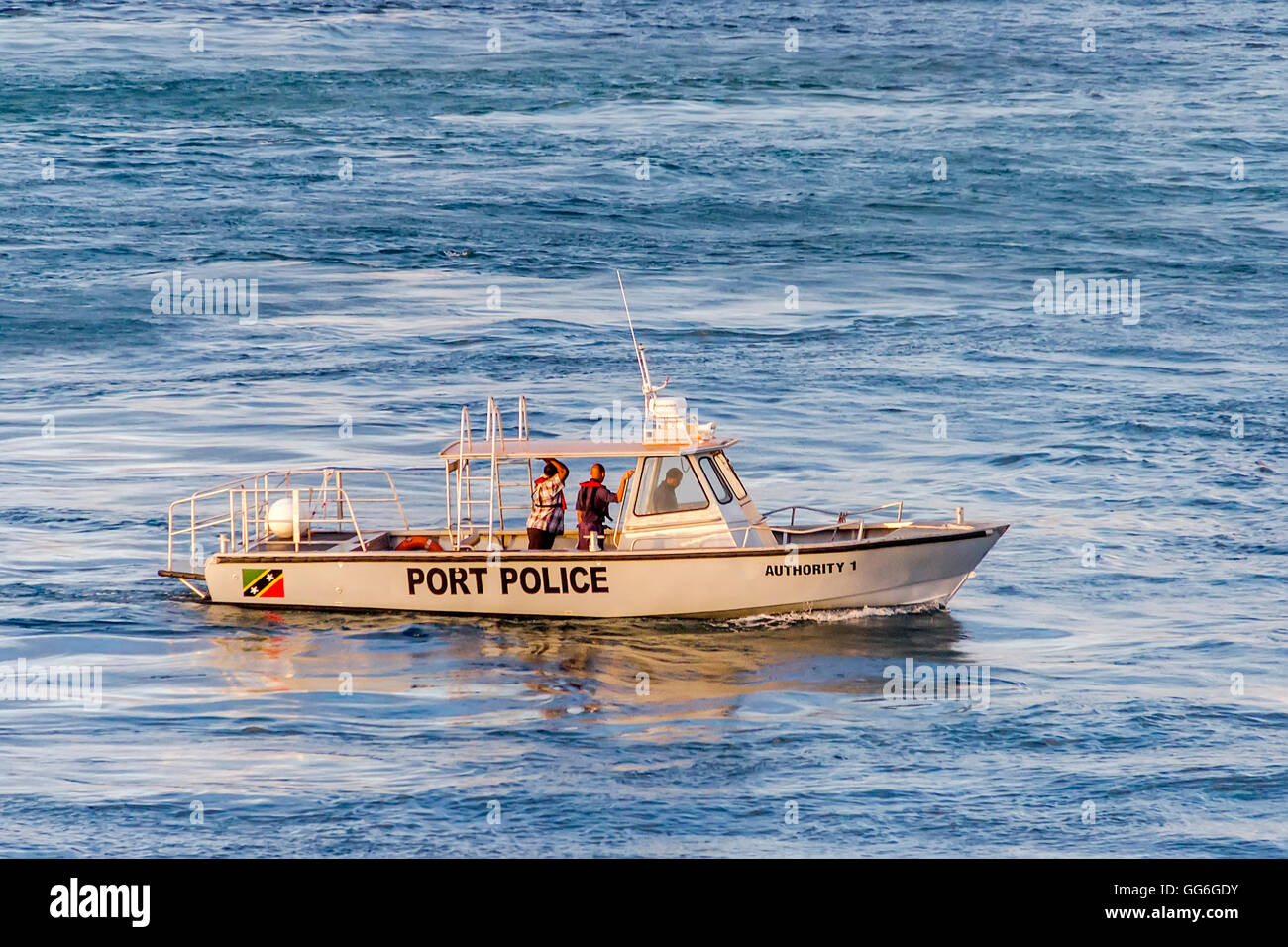 Le dogane e la polizia boat St Kitts West Indies Foto Stock