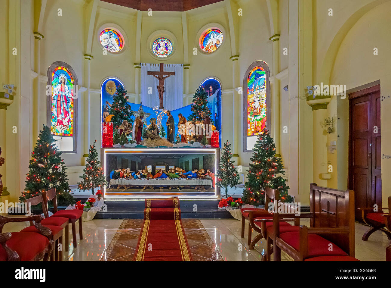 Le decorazioni di Natale presso la Cattedrale Basseterre St Kitts West Indies Foto Stock