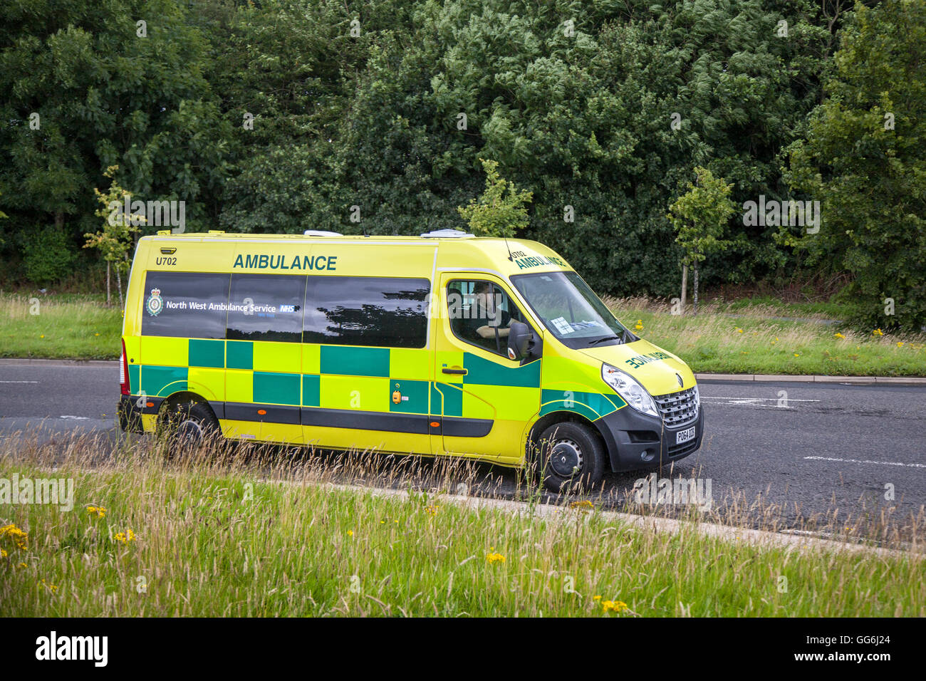 Ambulanza di emergenza_Nord Ovest servizio ambulanza, NHS, Preston, Lancashire, Regno Unito Foto Stock