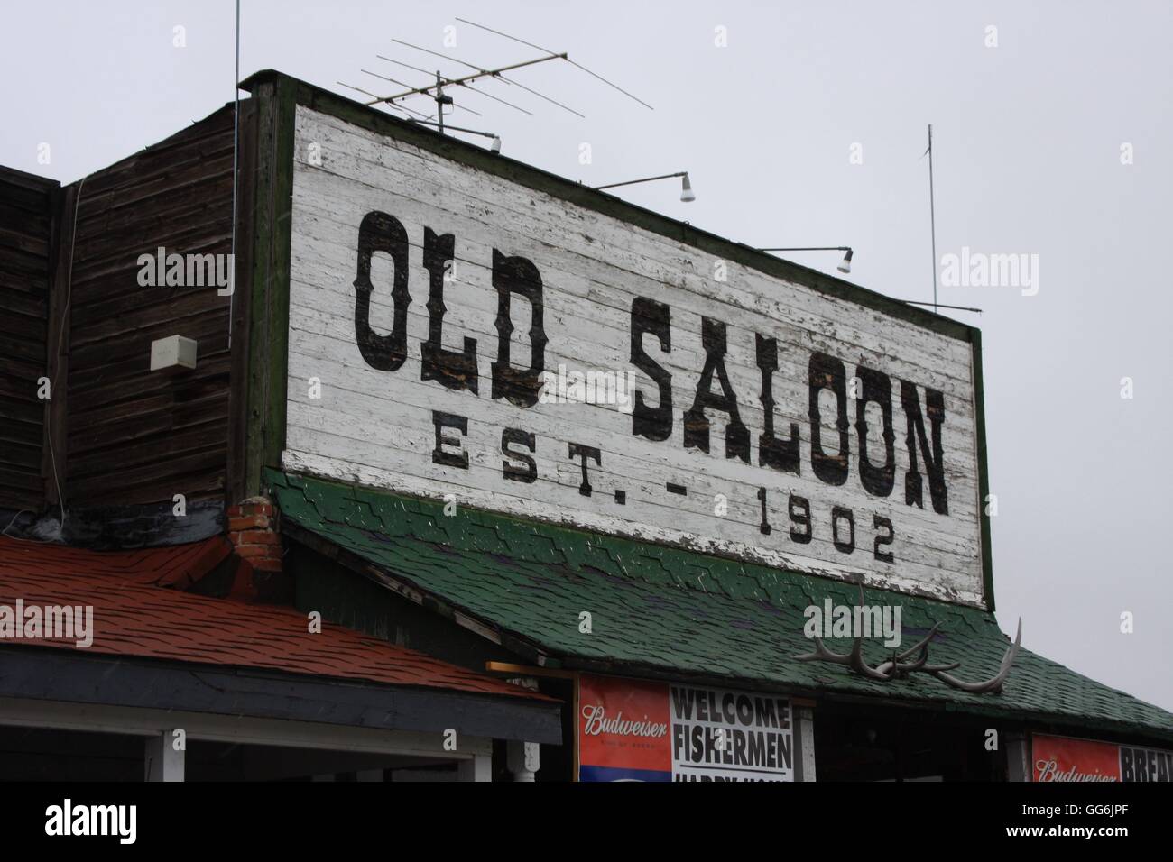 Storefront scena nelle zone rurali del Wyoming, STATI UNITI D'AMERICA Foto Stock