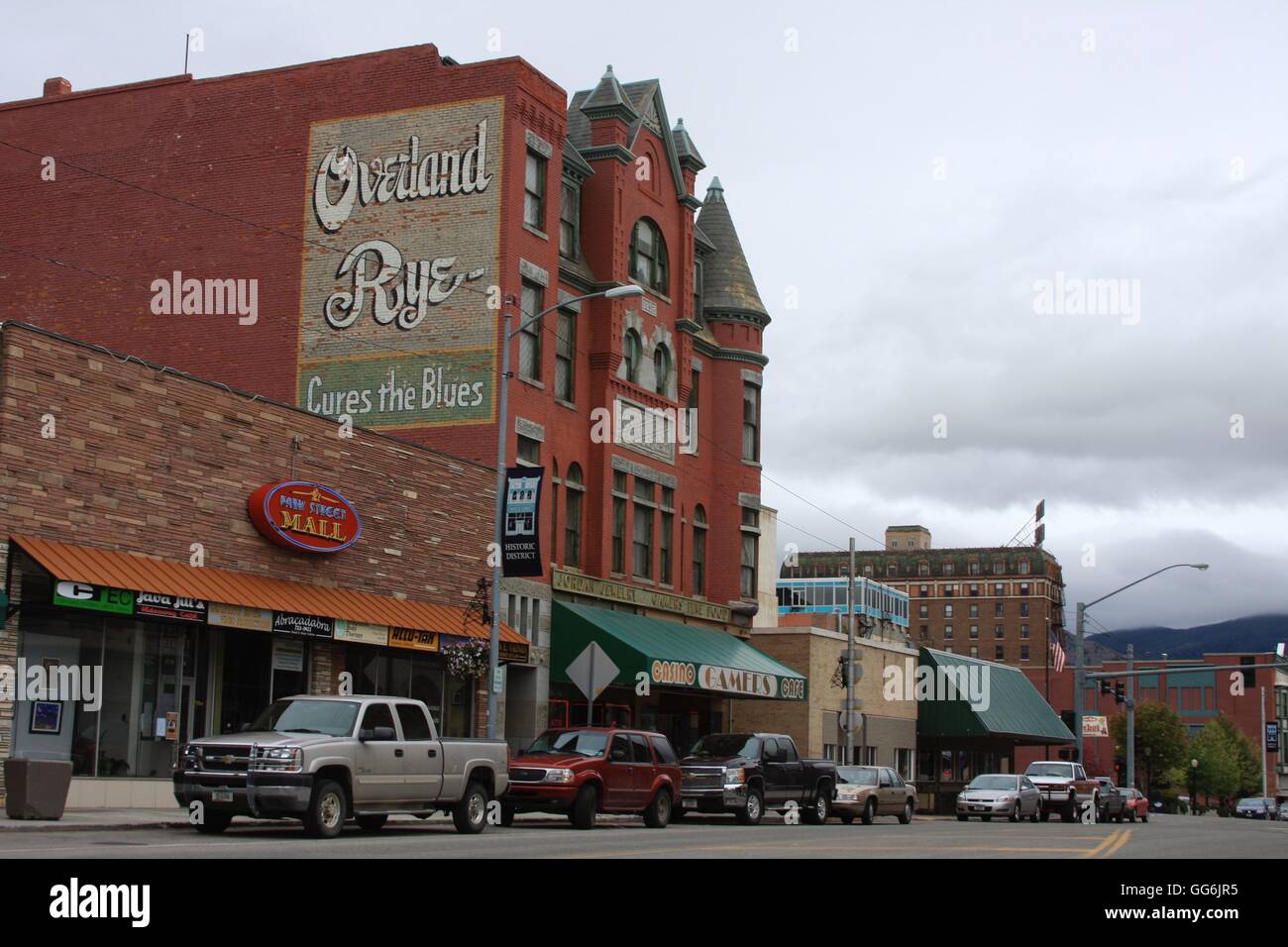 Segno di Ghost su edificio in Butte, Montana, USA Foto Stock