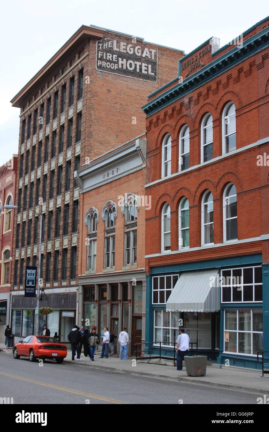 Ghost segno della Leggat hotel in Butte, Montana, USA Foto Stock
