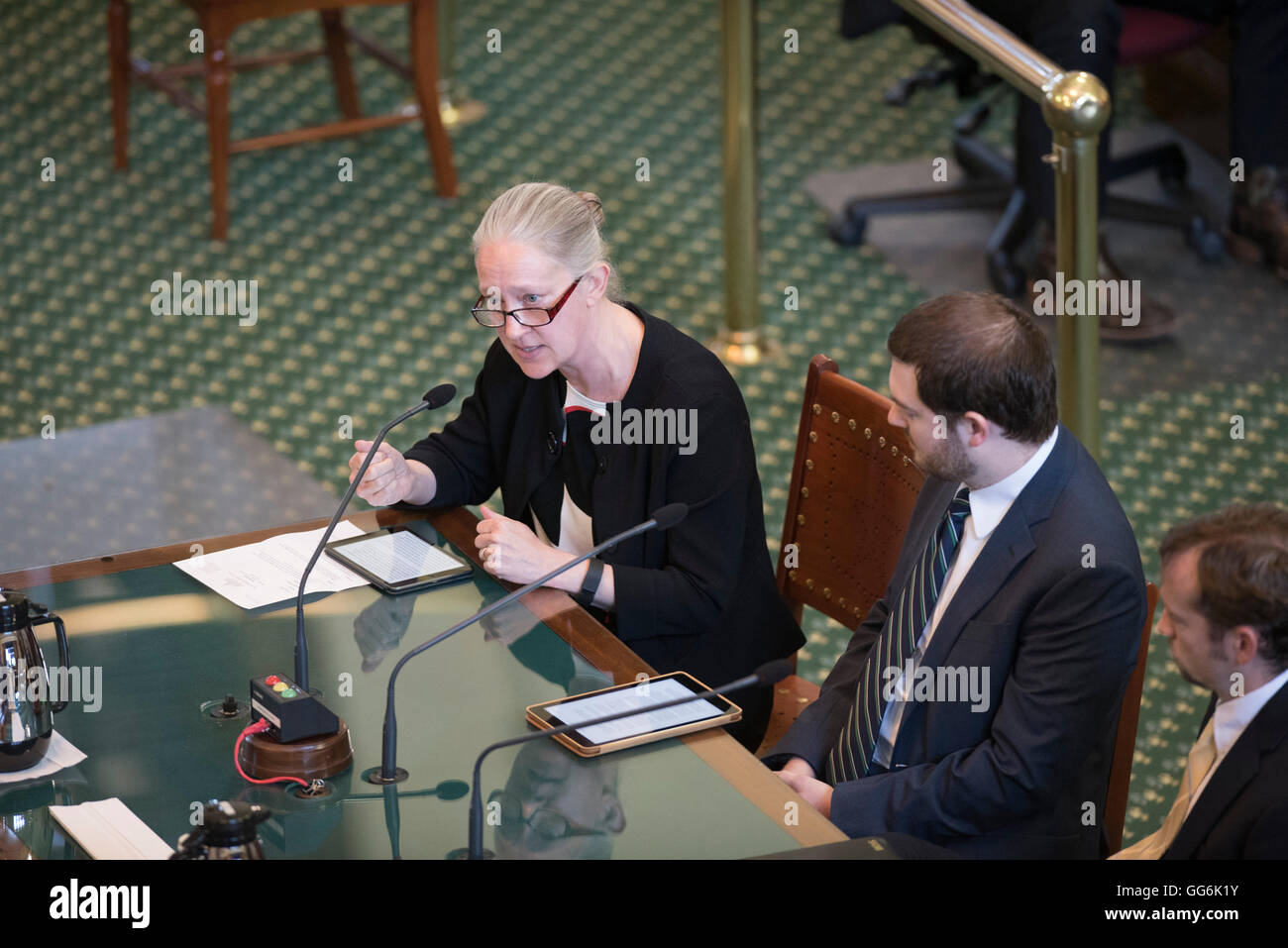 I rappresentanti dalla American Civil Liberties Union deporre in un Texas comitato del Senato in materia di 'religious libertà' bill Foto Stock