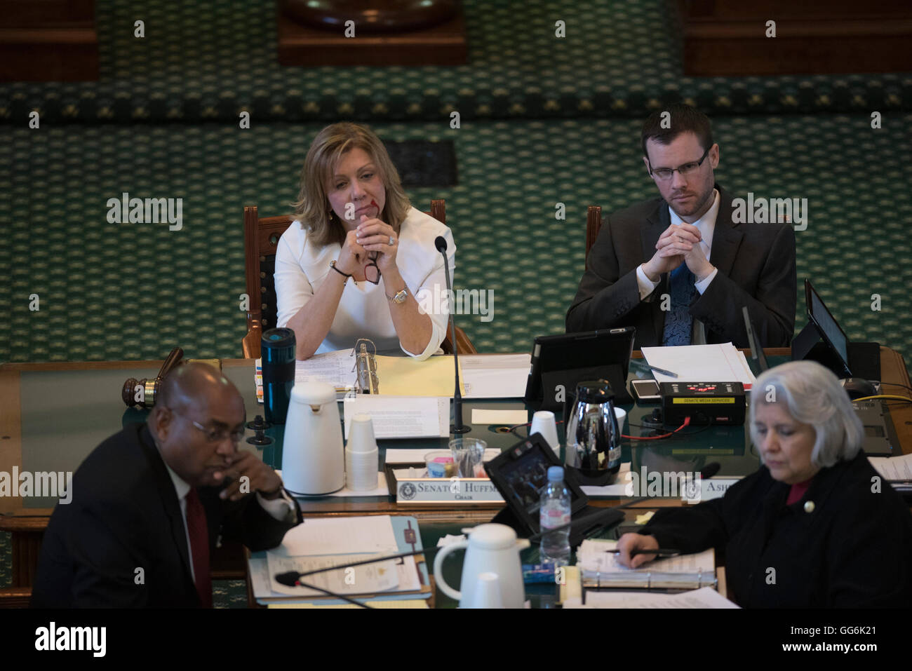 I rappresentanti dalla American Civil Liberties Union deporre in un Texas comitato del Senato in materia di 'religious libertà' bill Foto Stock