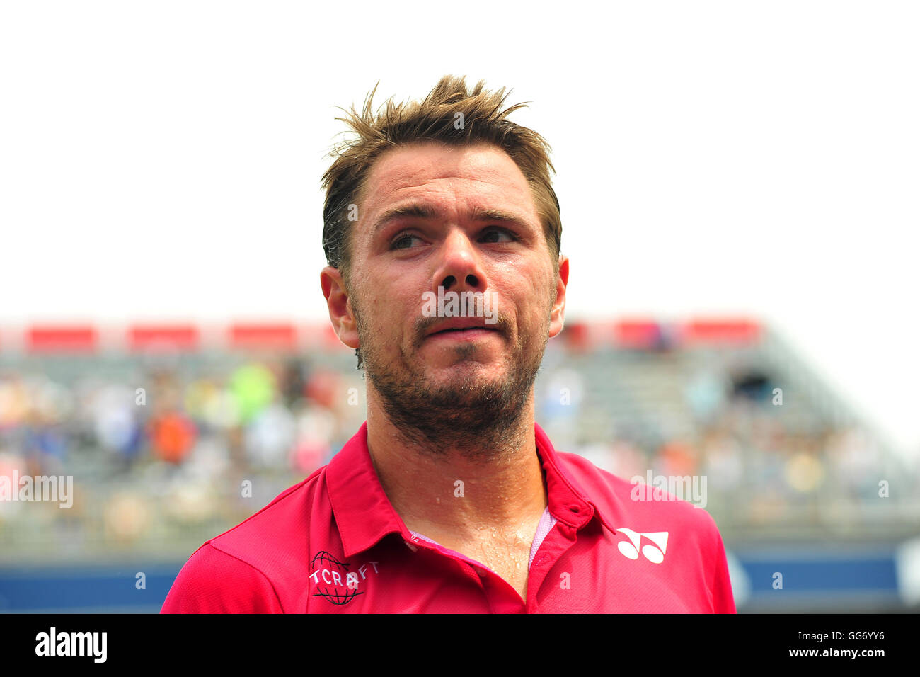 Stan Wawrinka giocando in rosa al 2016 Rogers Cup torneo di tennis si è tenuta a Toronto. Foto Stock