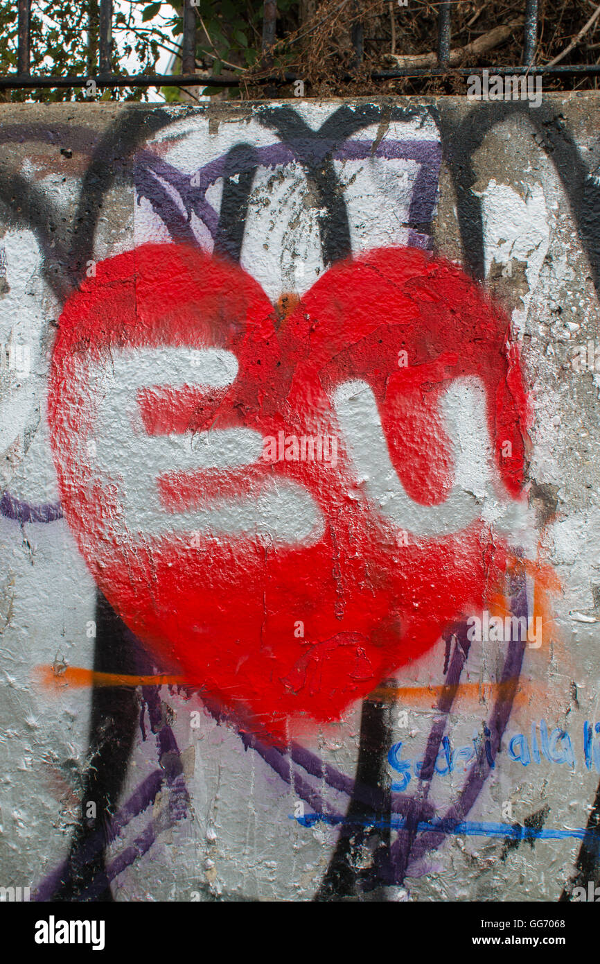 Cuore/amore UE graffiti Foto Stock