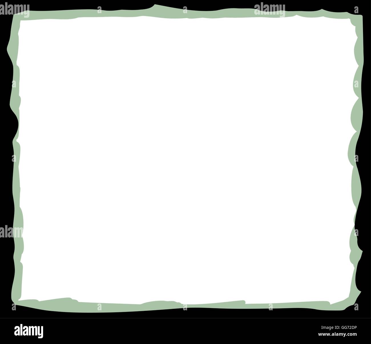 Vuoto bordo frastagliato verde e bordo nero telaio con sfondo bianco Illustrazione Vettoriale