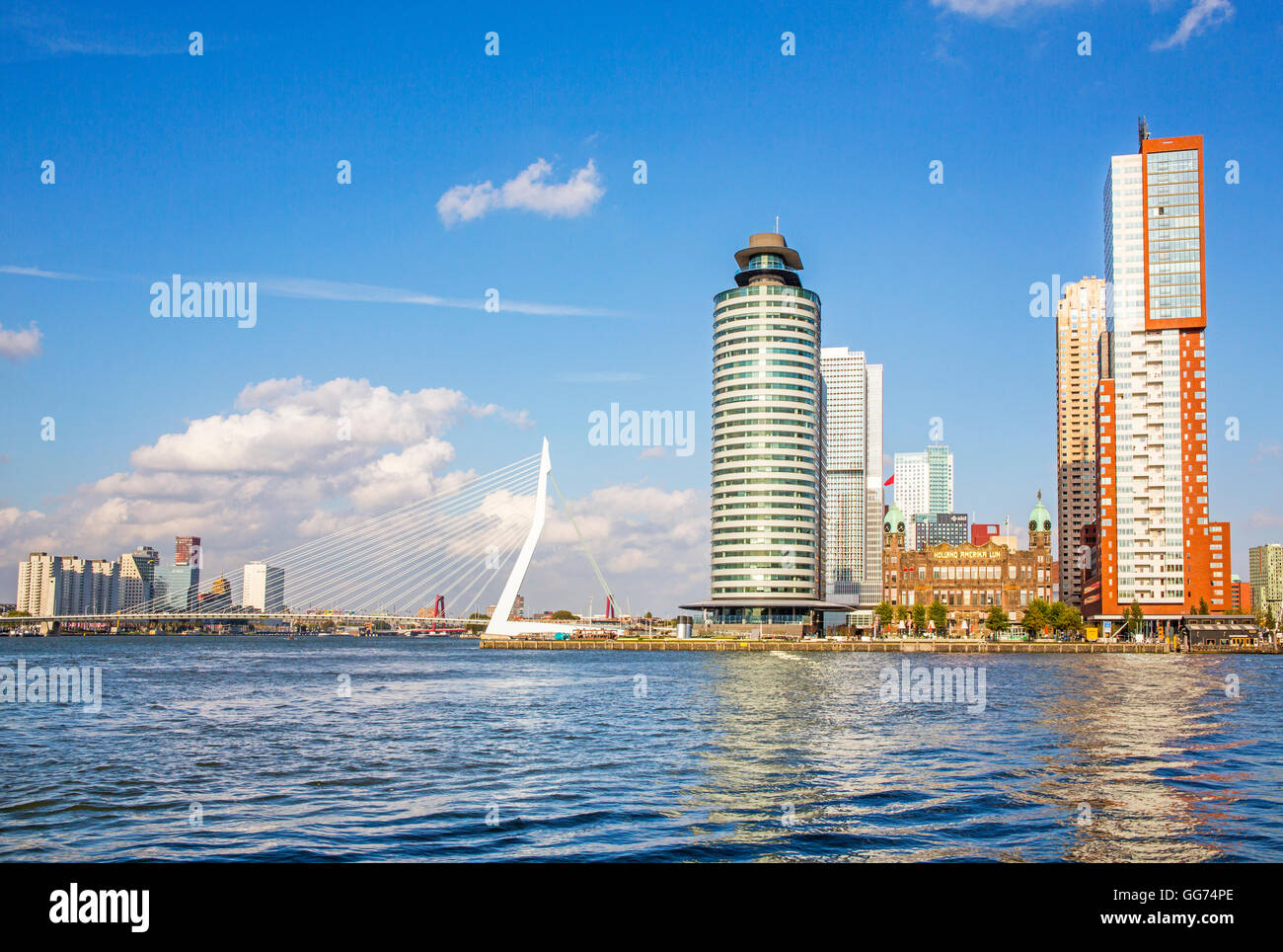 Ponte Erasmus attraverso il Fiume Mosa, Rotterdam Foto Stock