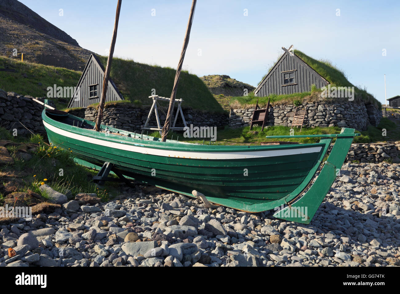 Villaggio di Pescatori museum vicino a Bolungarvik, Islanda Foto Stock