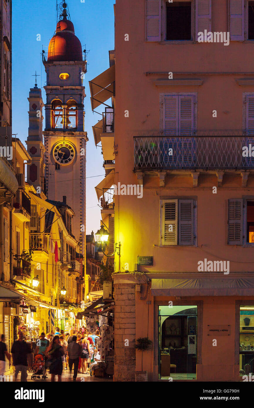 La città di Corfù, Grecia - luglio 6, 2011: Chiesa di San Spiridione di Trimythous (1590) Foto Stock