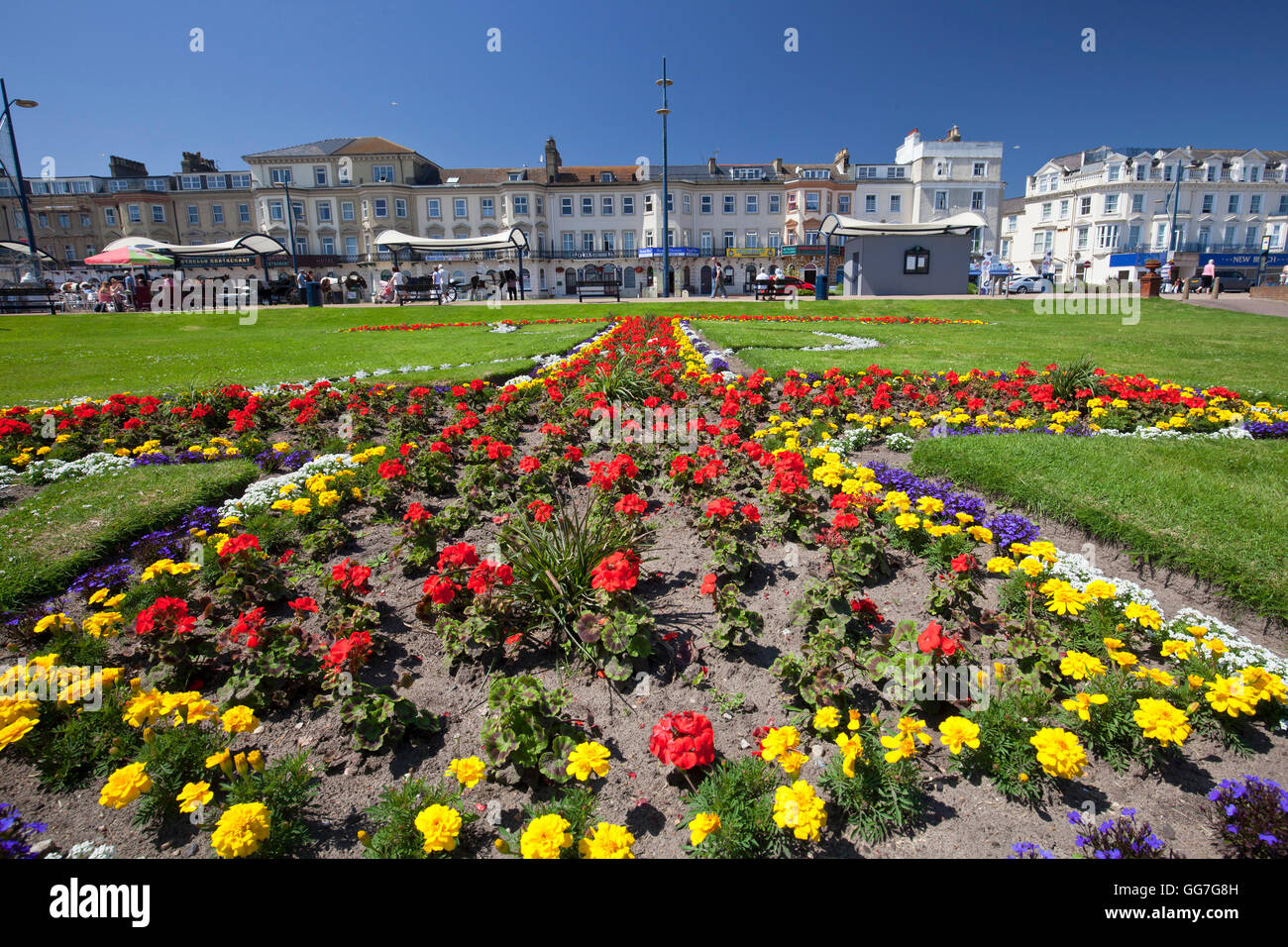 Giardini di ancoraggio su Marine Parade di Great Yarmouth, celebra la città balneare di patrimonio marittimo. Foto Stock