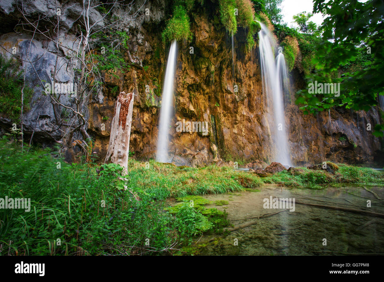 Le cascate del Parco Nazionale di Plitvice in Croazia Foto Stock