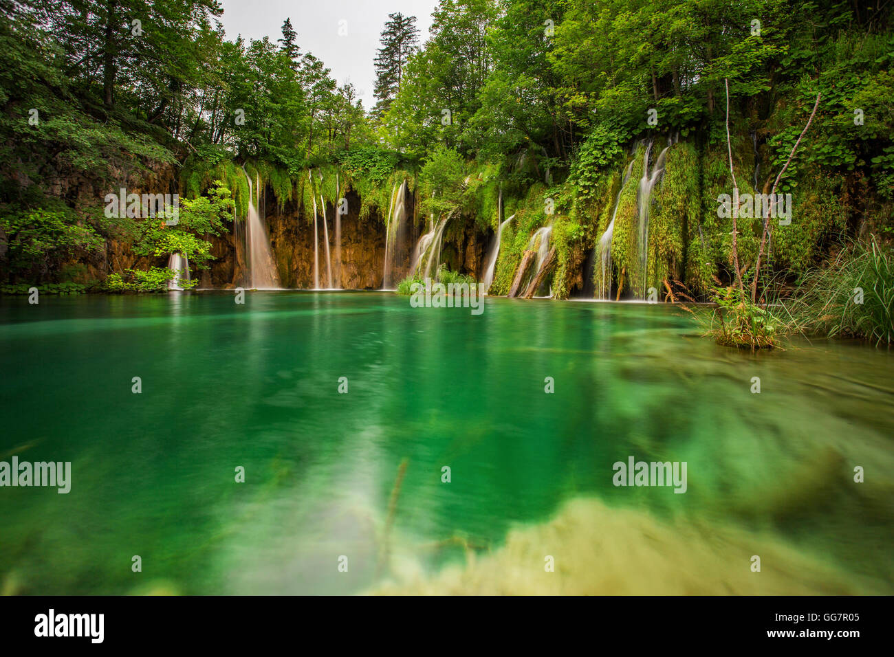 Cascate del Parco Nazionale di Plitvice, Croazia Foto Stock