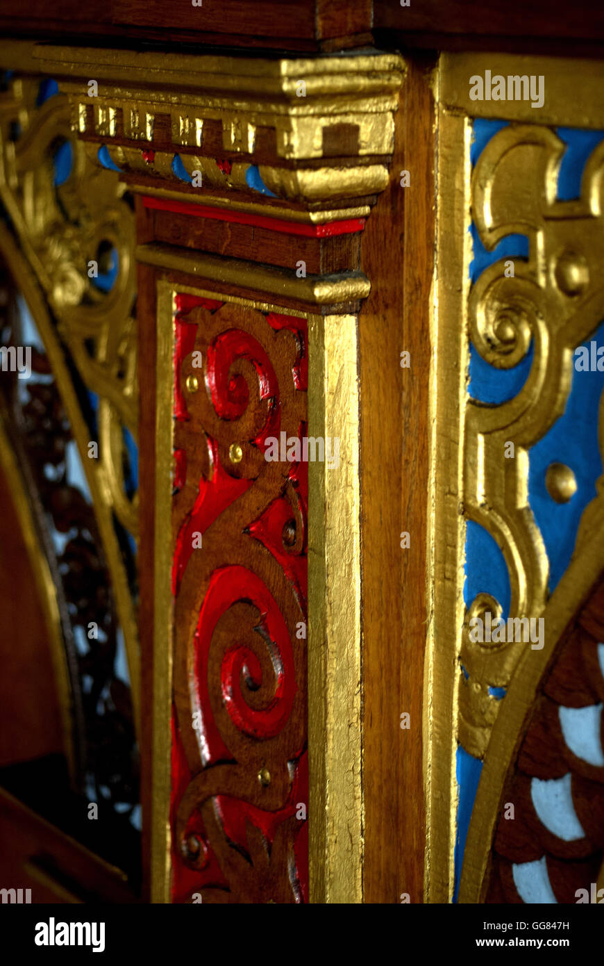 Il carving dettaglio, Burton Agnese Hall, Driffield, East Yorkshire Foto Stock