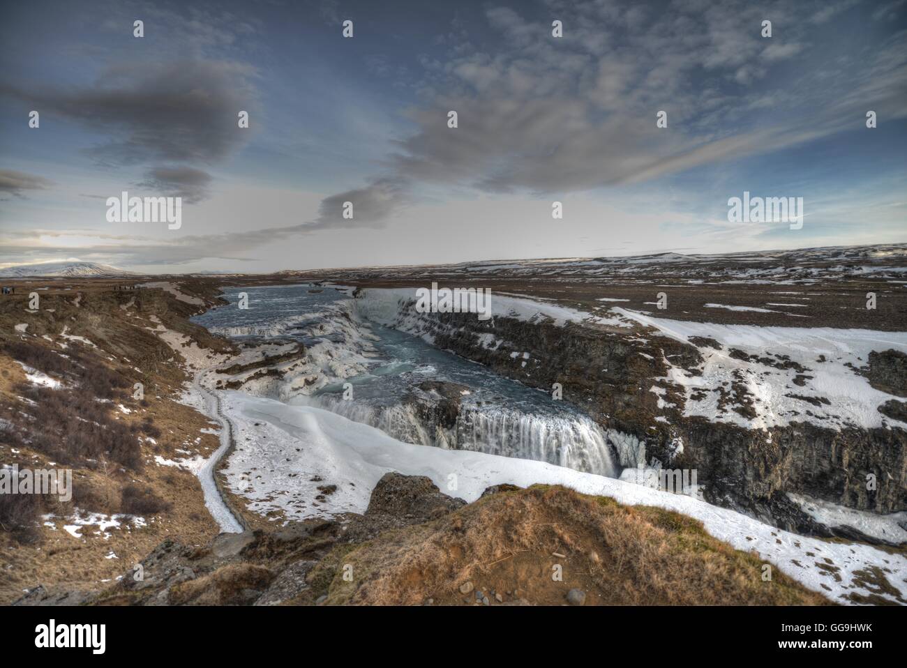 Cascate Gullfoss Hvítá River, Haukadalur, Islanda Foto Stock