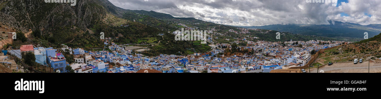 Panormama Chefchaouen, Marocco Foto Stock